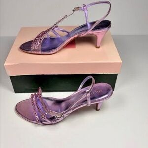 Kate Spade Makenna Crystal Sandals  New  Size 10M Metallic Pink Purple Leather